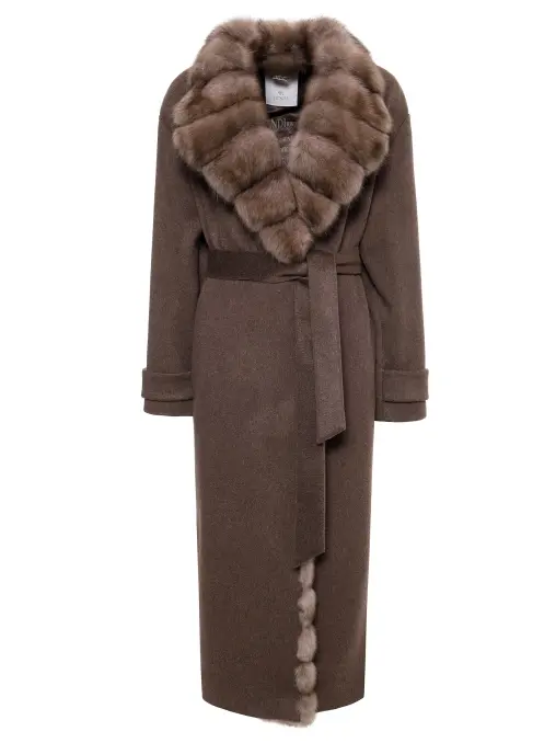 Пальто кашемировое с мехом соболя RINDI