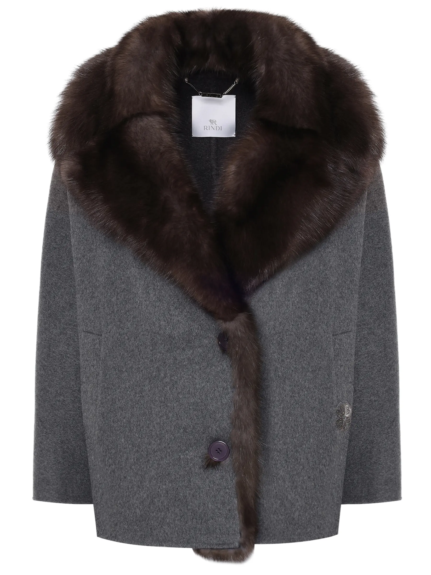 Полупальто кашемировое с мехом соболя