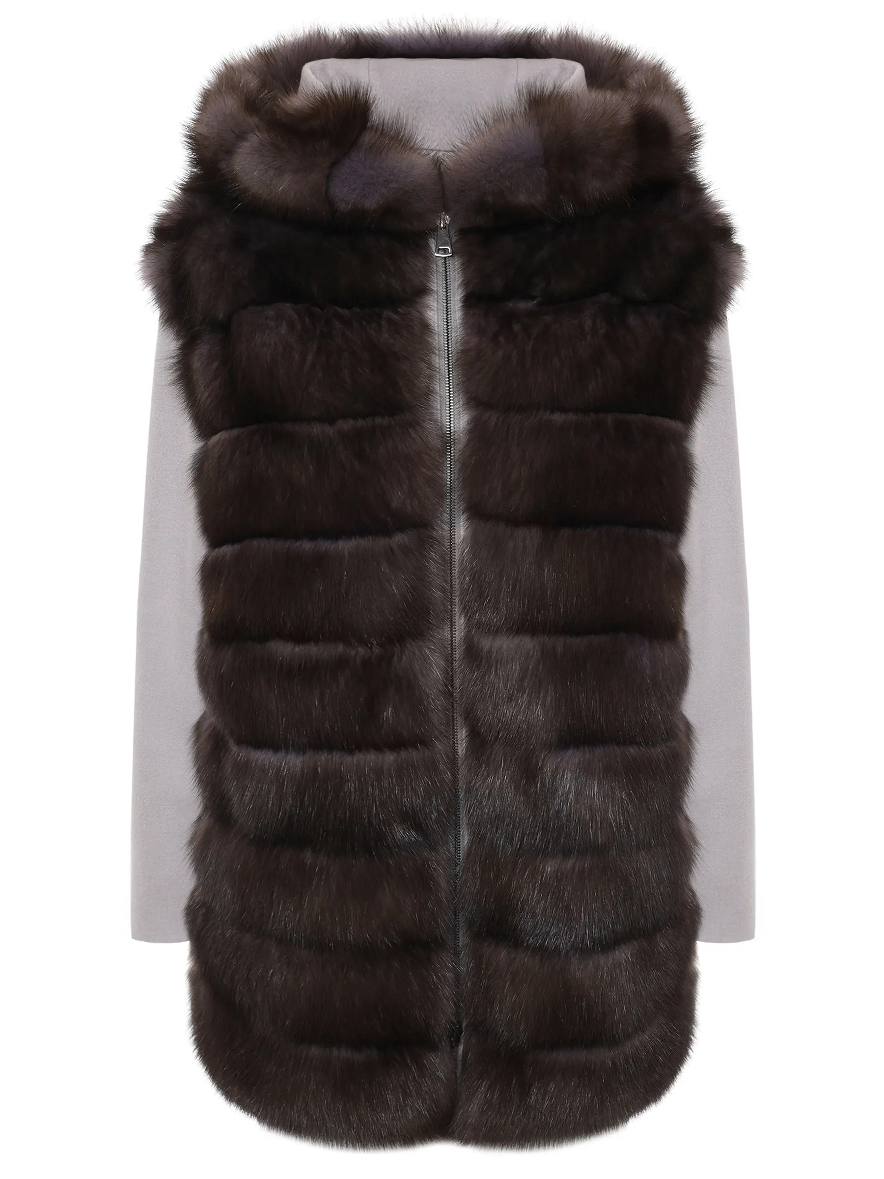 Парка из шерсти и кашемира на соболином меху