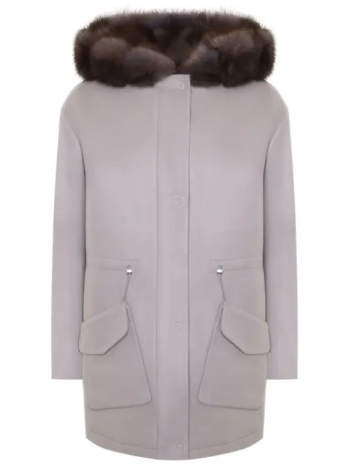Парка из шерсти и кашемира на соболином меху MANZONI 24