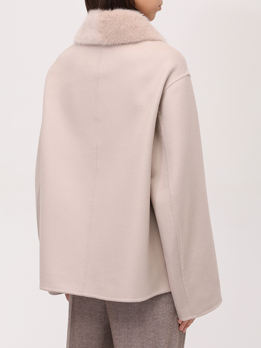 Полупальто кашемировое с мехом норки