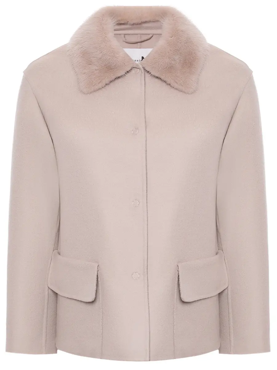 Полупальто кашемировое с мехом норки