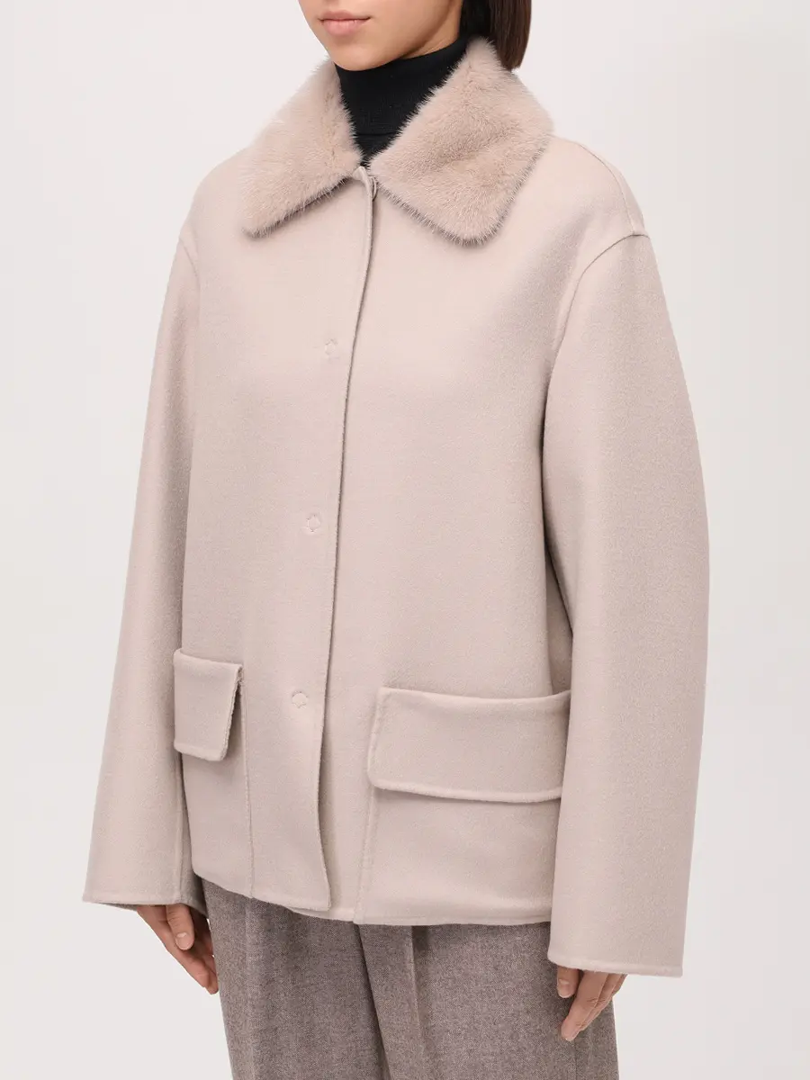 Полупальто кашемировое с мехом норки