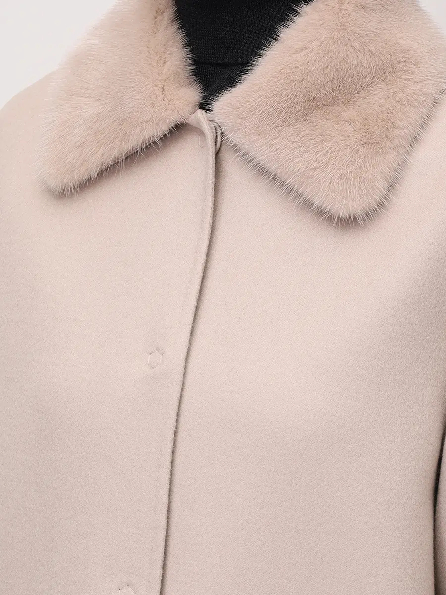 Полупальто кашемировое с мехом норки
