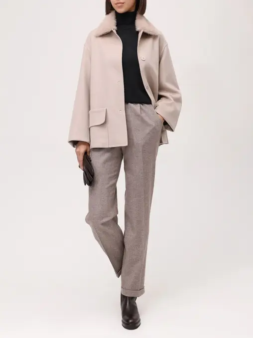 Полупальто кашемировое с мехом норки MANZONI 24