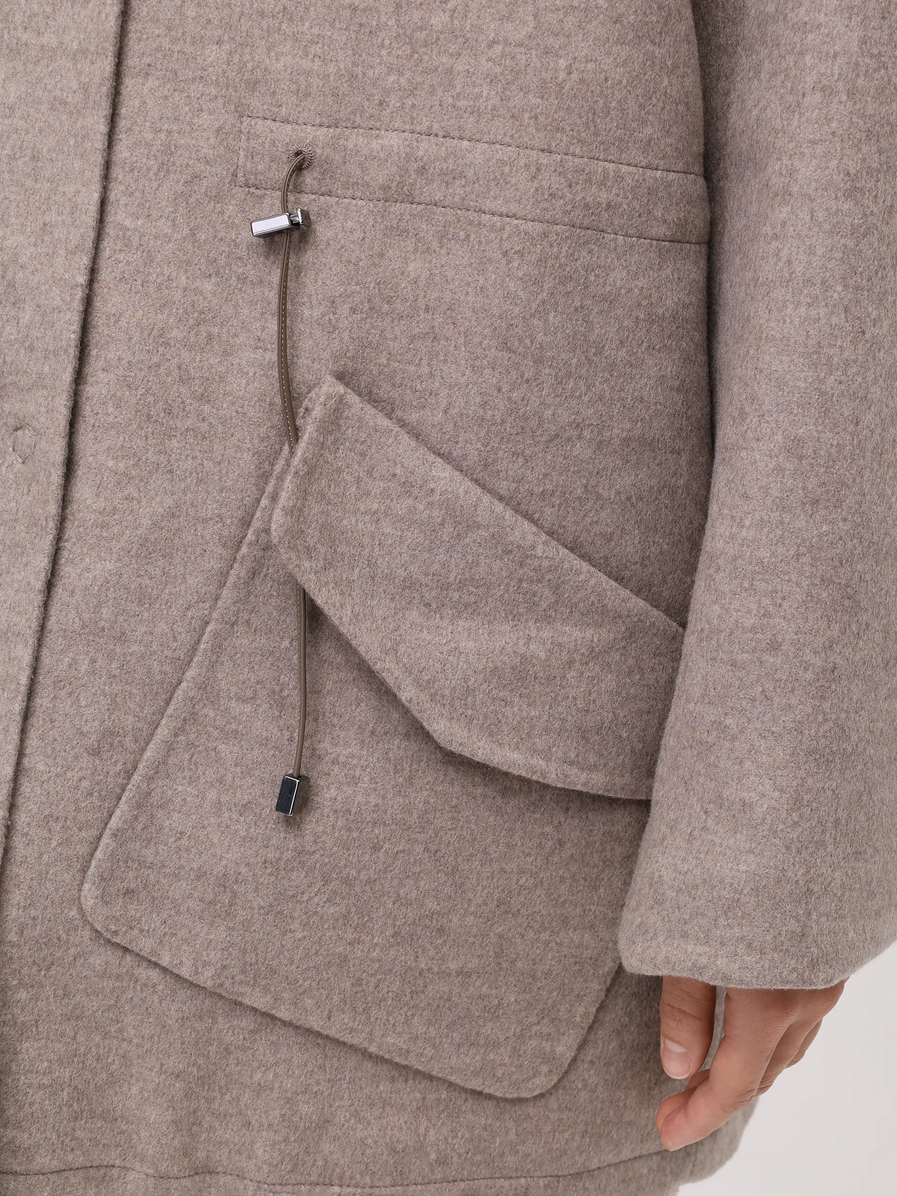 Парка из шерсти и кашемира на соболином меху