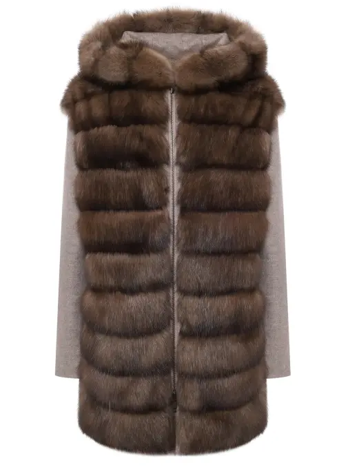 Парка из шерсти и кашемира на соболином меху MANZONI 24