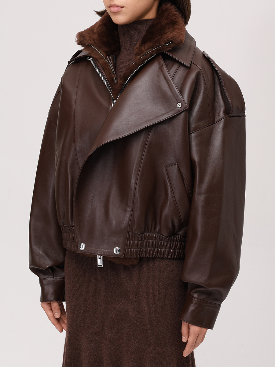 Куртка кожаная с горжеткой