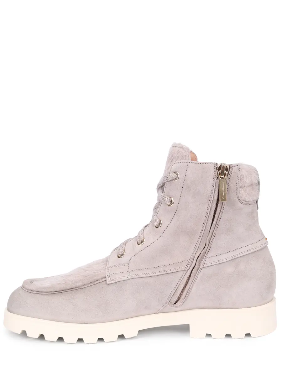 Ботинки замшевые с мехом альпака