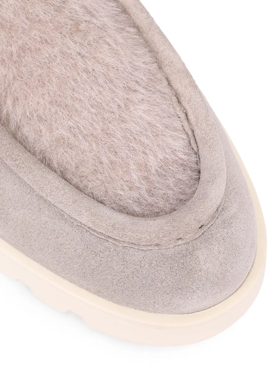 Ботинки замшевые с мехом альпака