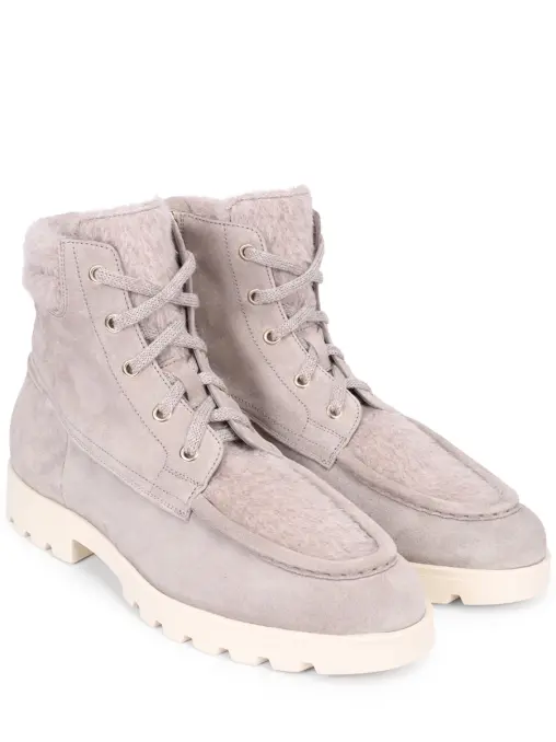 Ботинки замшевые с мехом альпака SANTONI