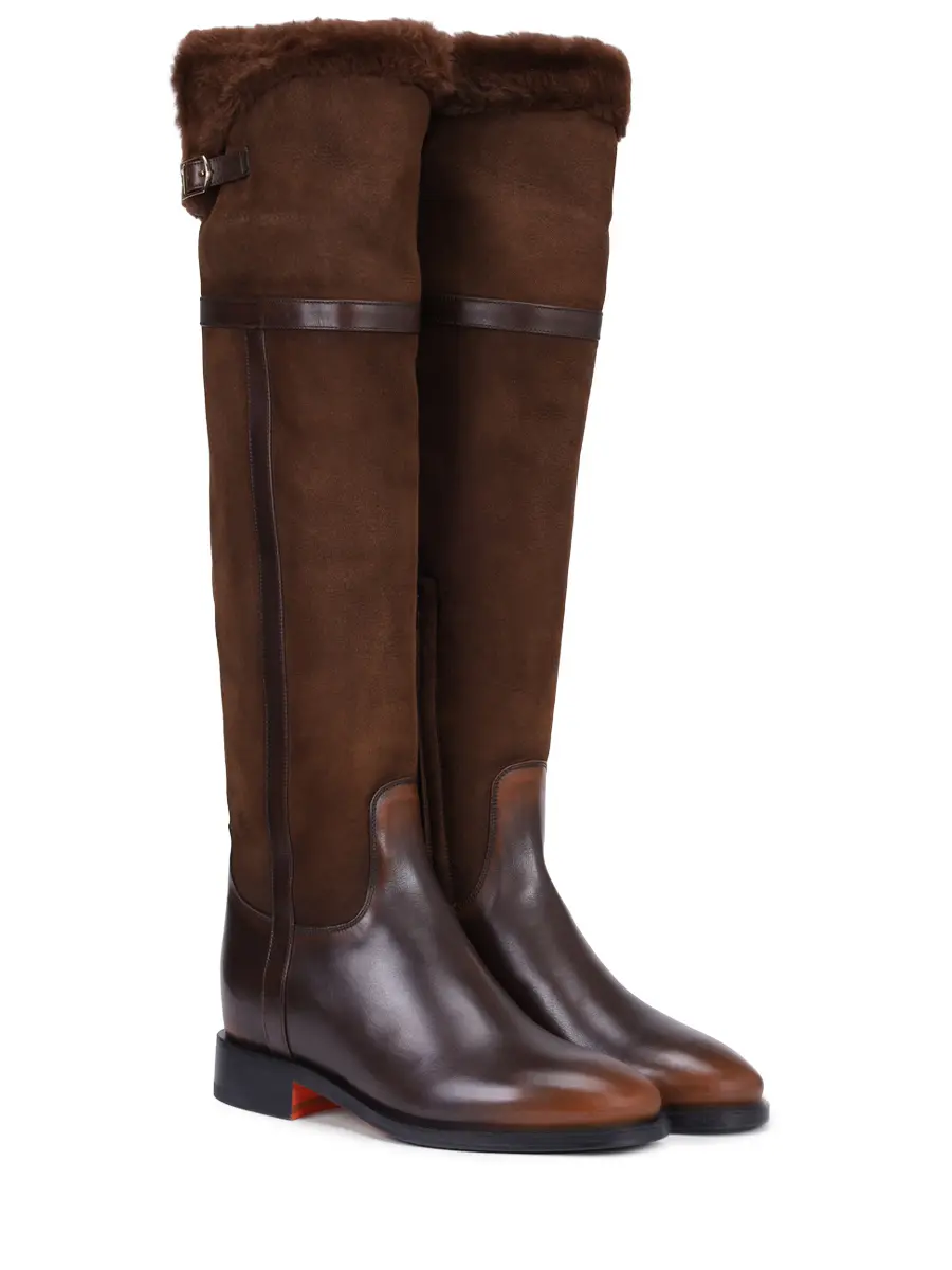 Ботфорты комбинированные на меху