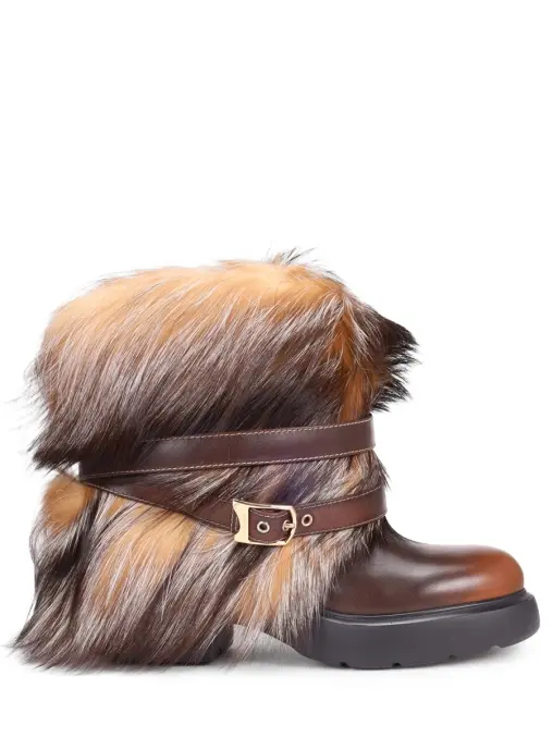 Полусапоги кожаные с мехом лисы SANTONI
