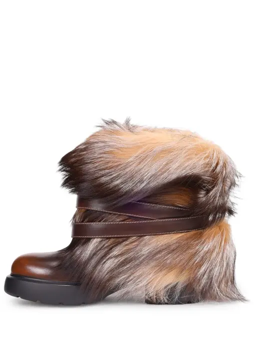 Полусапоги кожаные с мехом лисы SANTONI