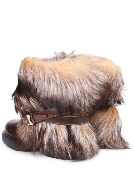 Полусапоги кожаные с мехом лисы SANTONI