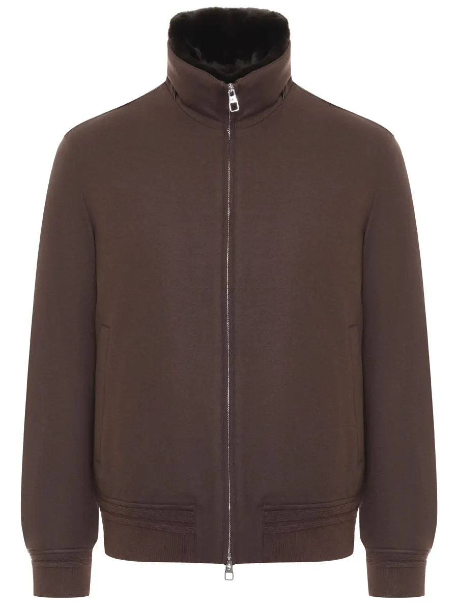 Бомбер шерстяной с мехом кролика