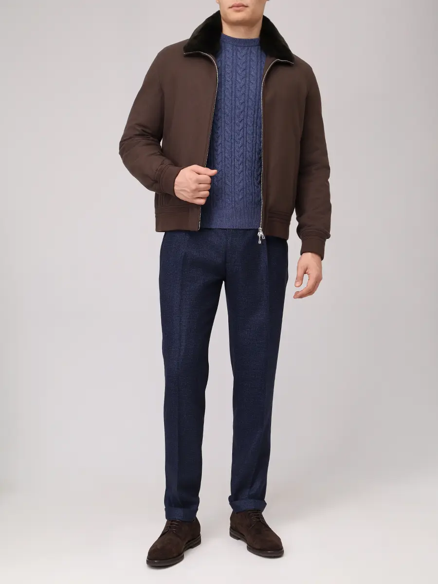 Бомбер шерстяной с мехом кролика