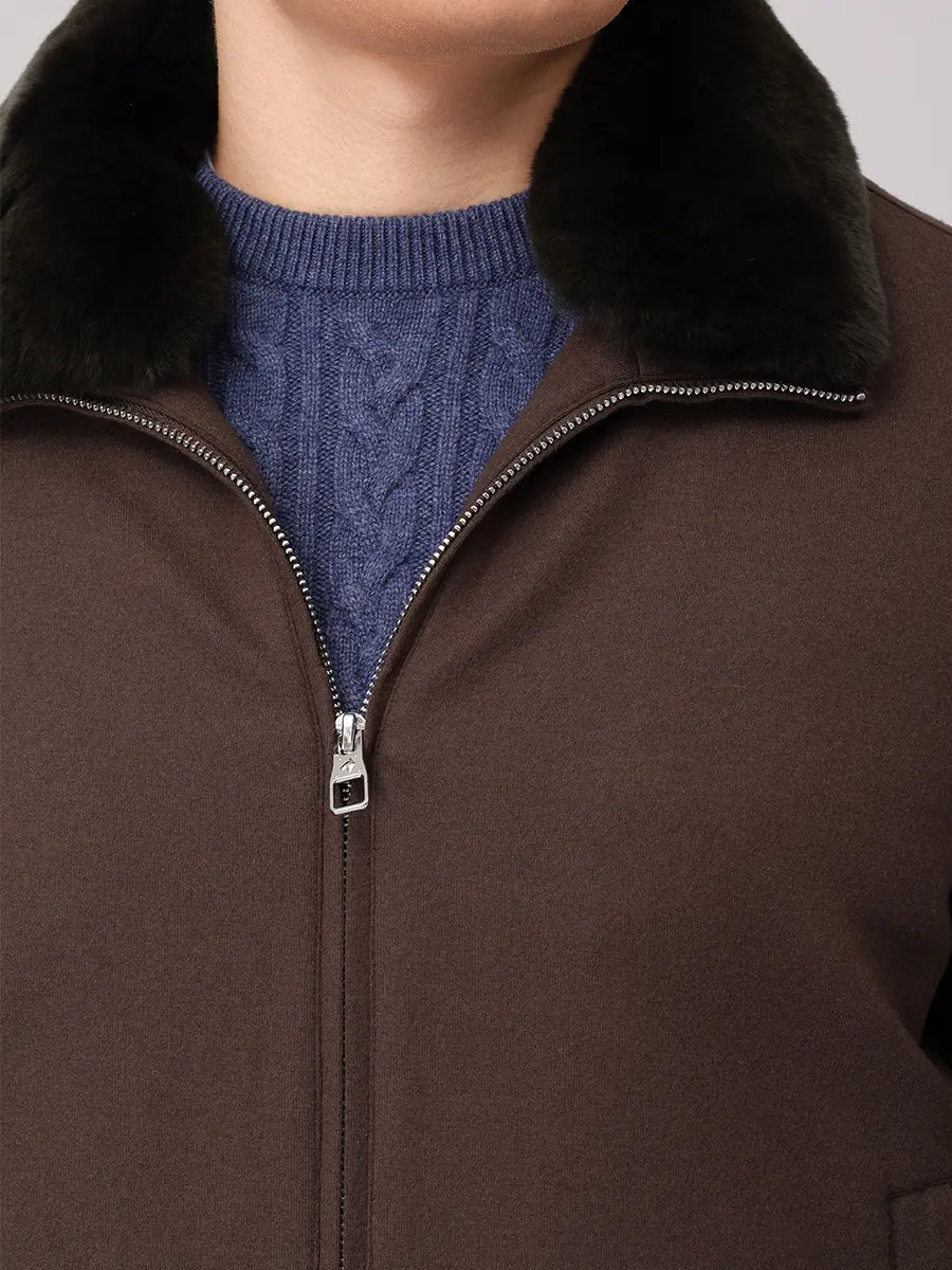 Бомбер шерстяной с мехом кролика