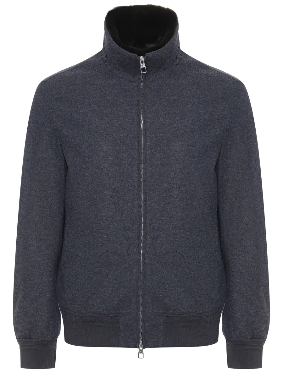 Бомбер шерстяной с мехом кролика