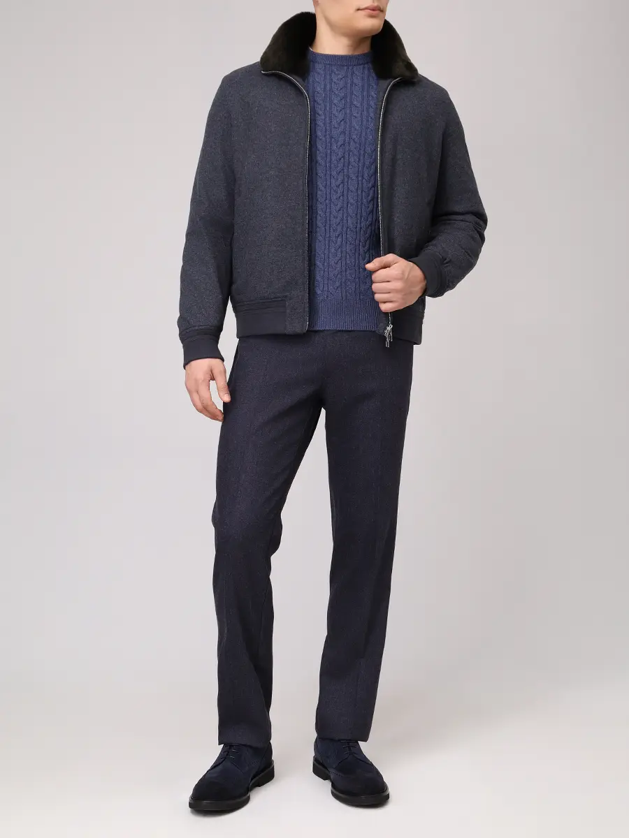 Бомбер шерстяной с мехом кролика