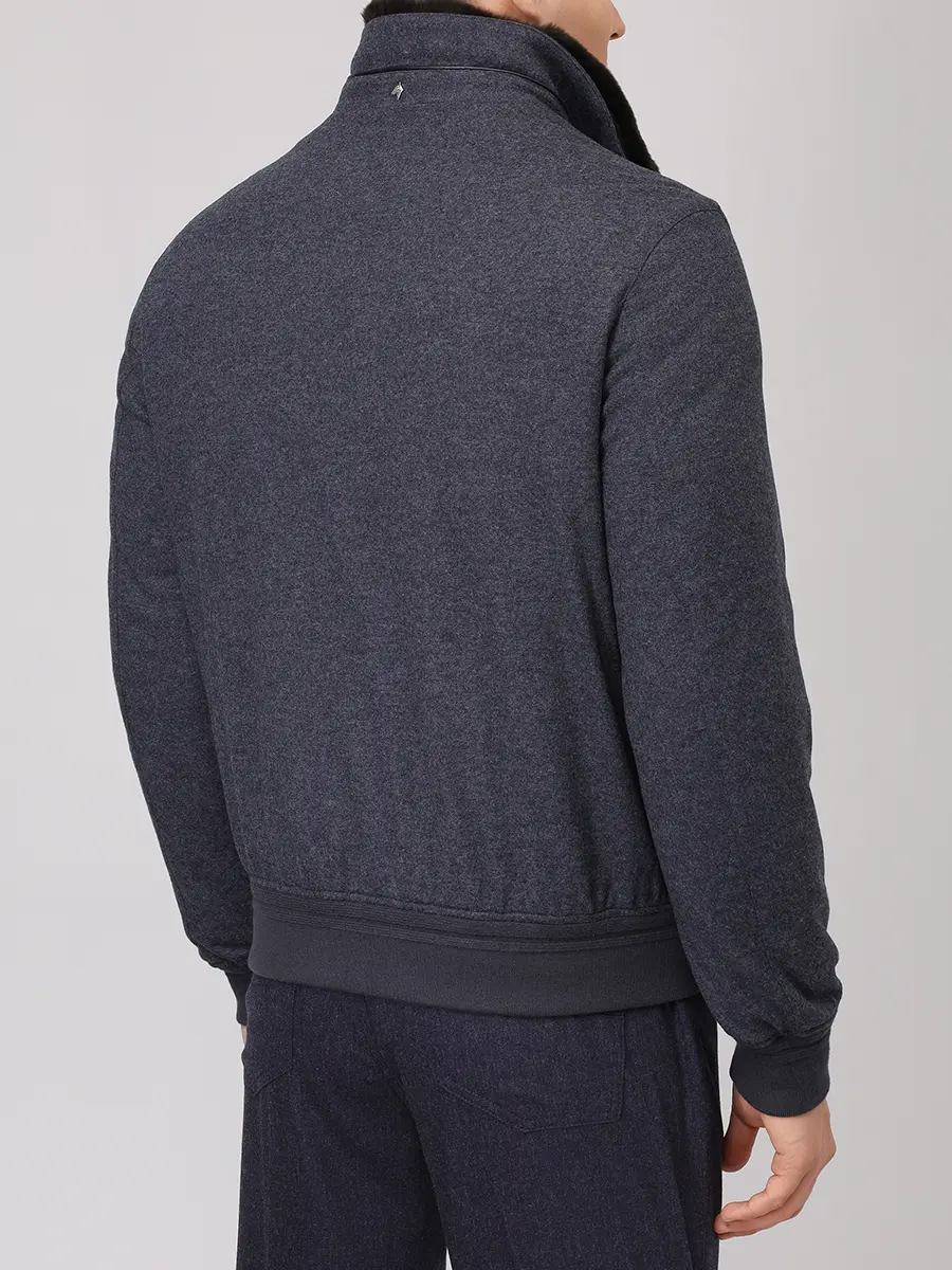 Бомбер шерстяной с мехом кролика