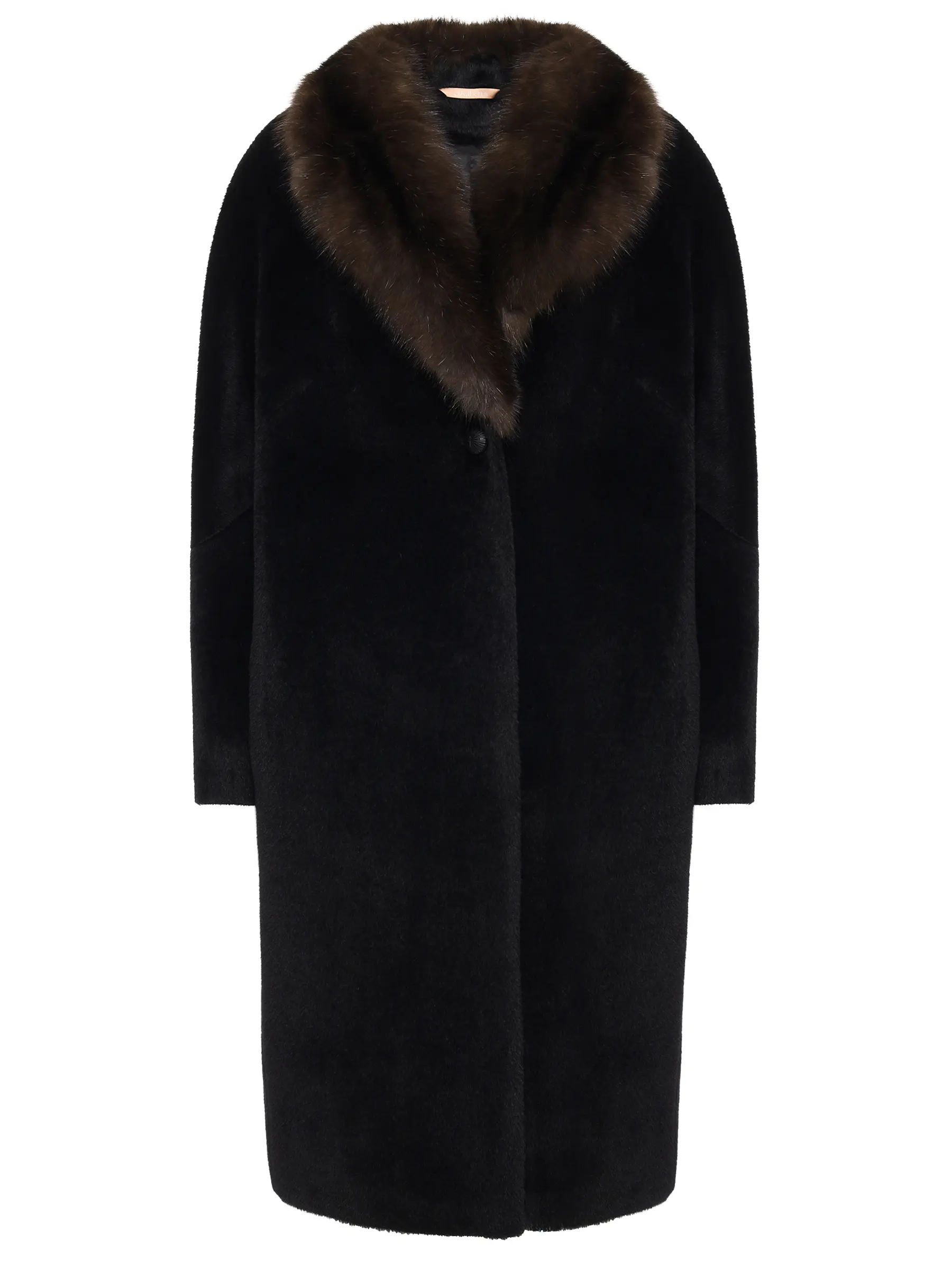 Пальто из шерсти альпака с мехом соболя