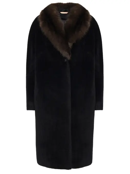Пальто из шерсти альпака с мехом соболя ELISABETTA