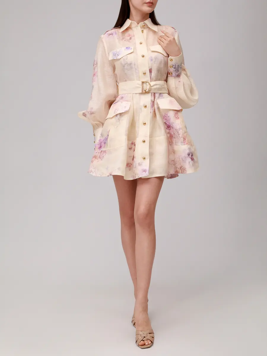 Платье из шелка и льна