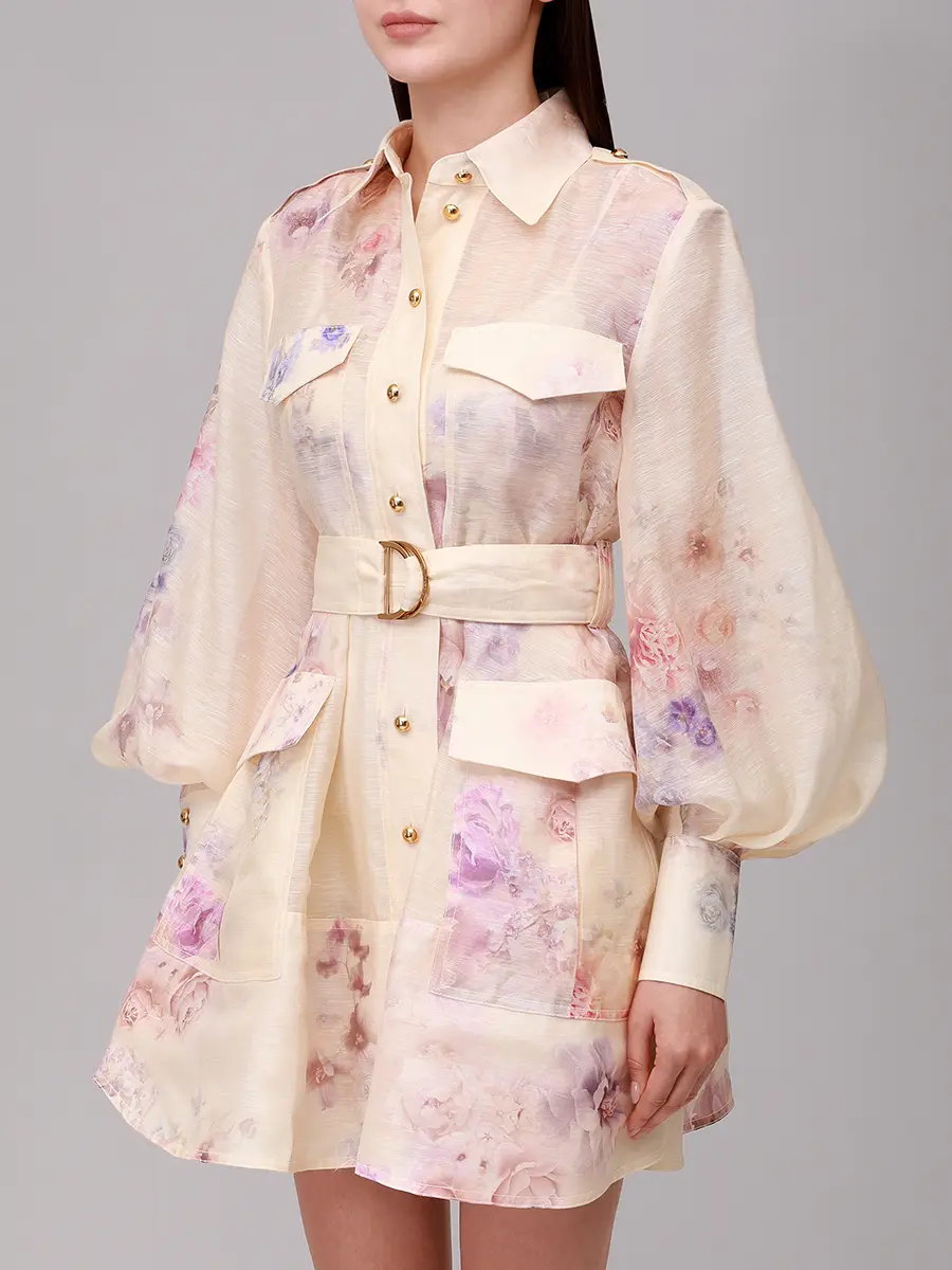 Платье из шелка и льна