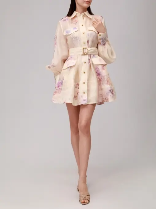 Платье из шелка и льна ZIMMERMANN