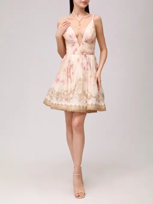 Платье из шелка и льна ZIMMERMANN