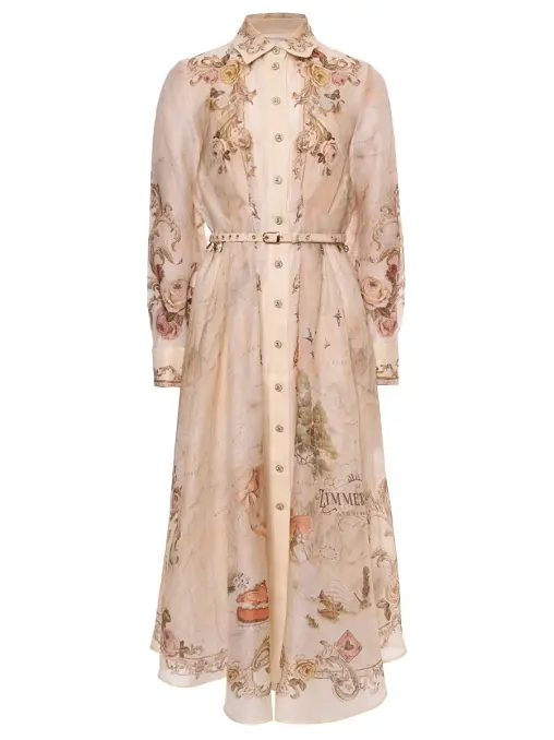 Платье из шелка и льна ZIMMERMANN