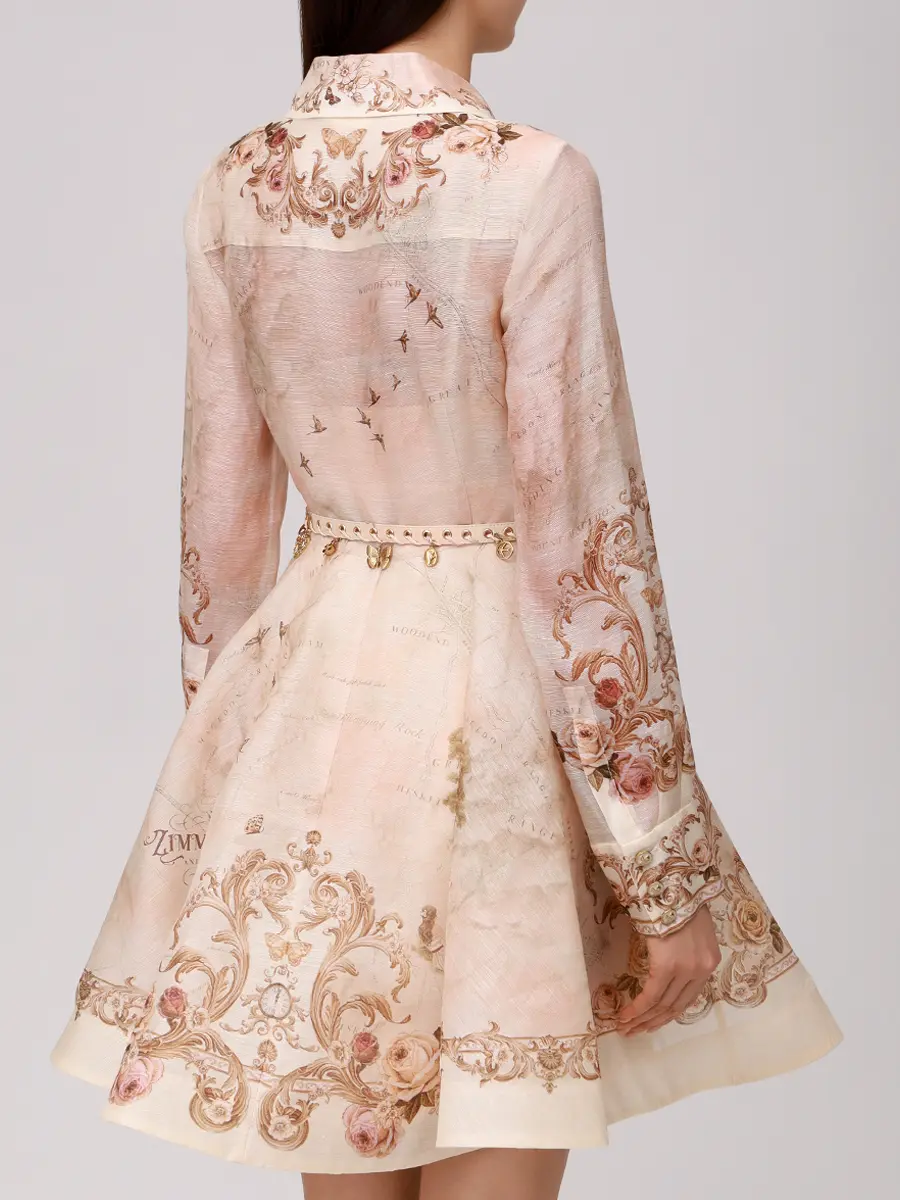 Платье из шелка и льна