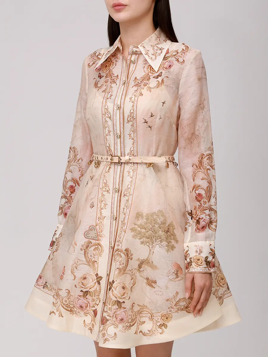 Платье из шелка и льна