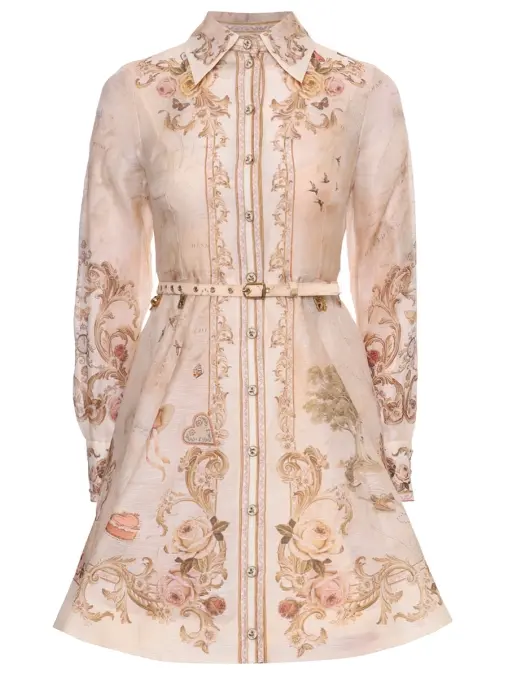 Платье из шелка и льна ZIMMERMANN