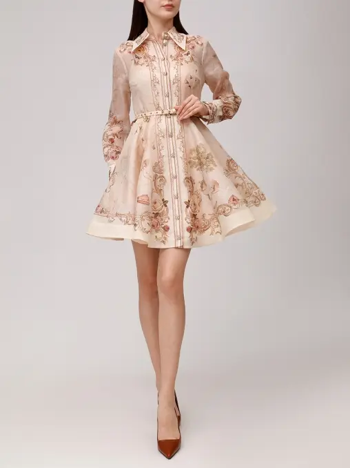 Платье из шелка и льна ZIMMERMANN