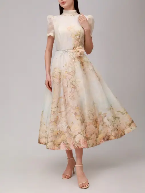 Платье из шелка и льна ZIMMERMANN