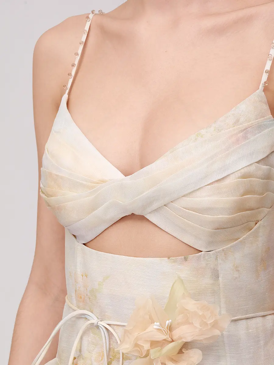 Платье из шелка и льна