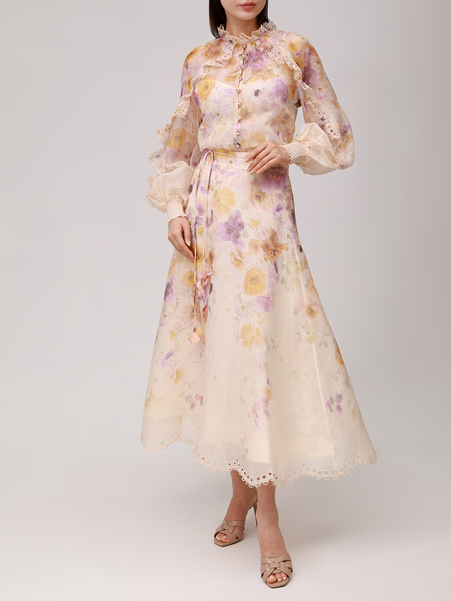 Блуза из шелка и льна