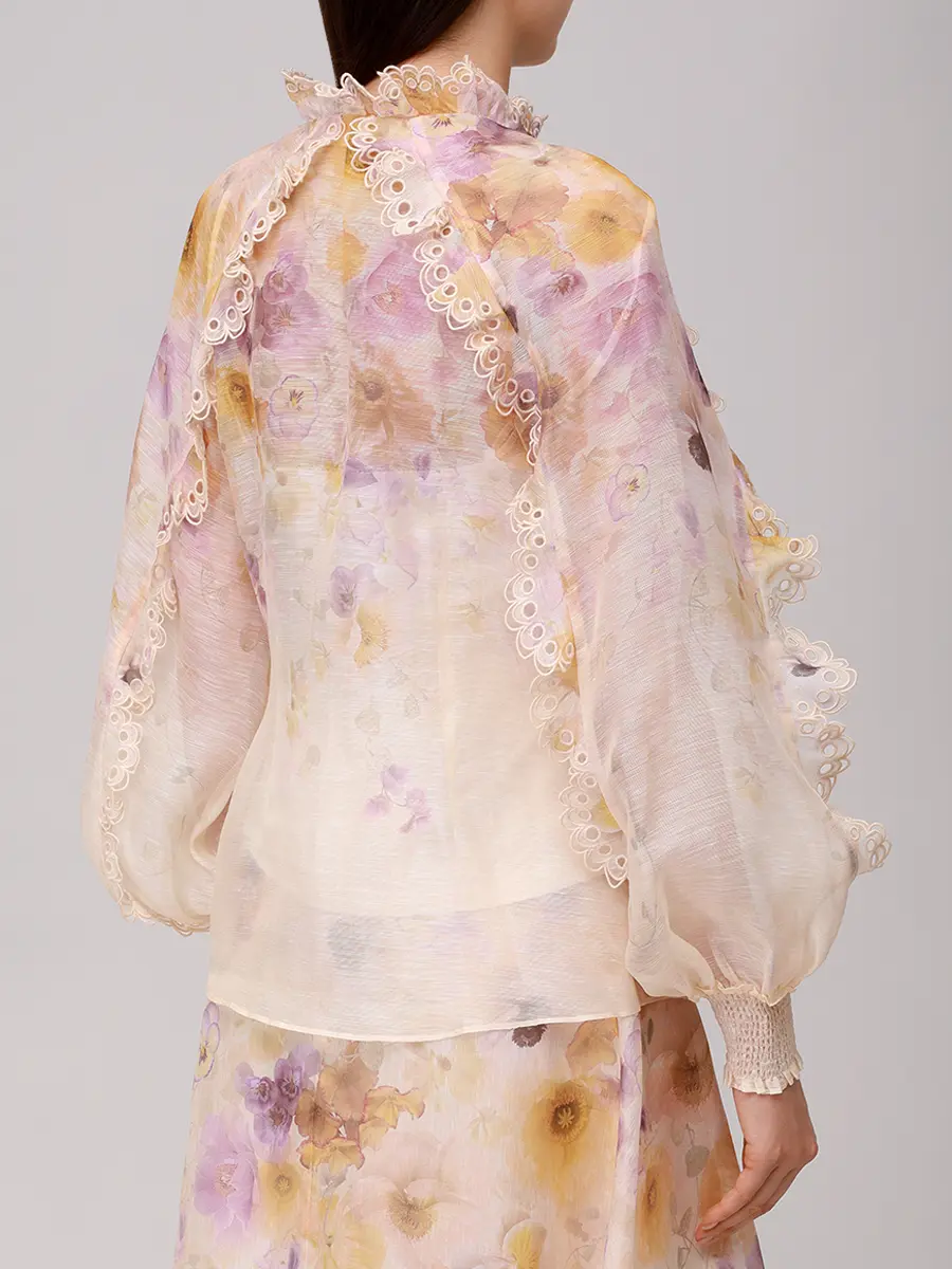 Блуза из шелка и льна