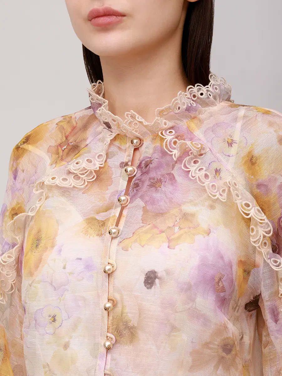 Блуза из шелка и льна