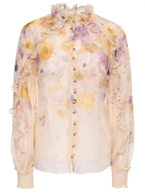 Блуза из шелка и льна ZIMMERMANN