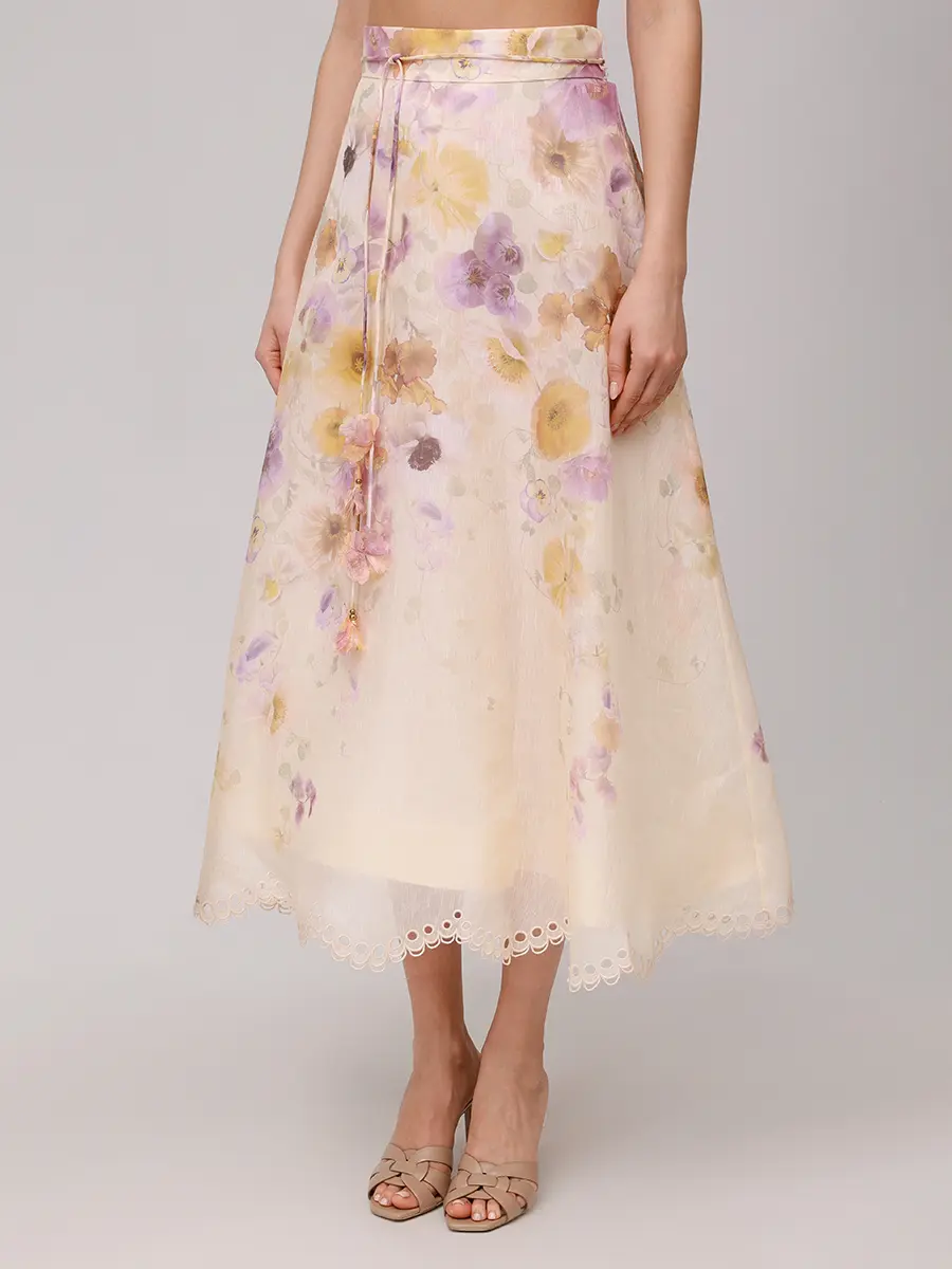 Юбка из шелка и льна