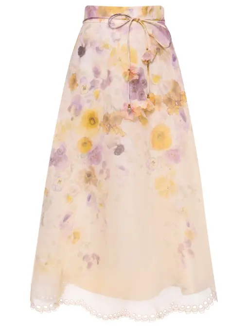 Юбка из шелка и льна ZIMMERMANN