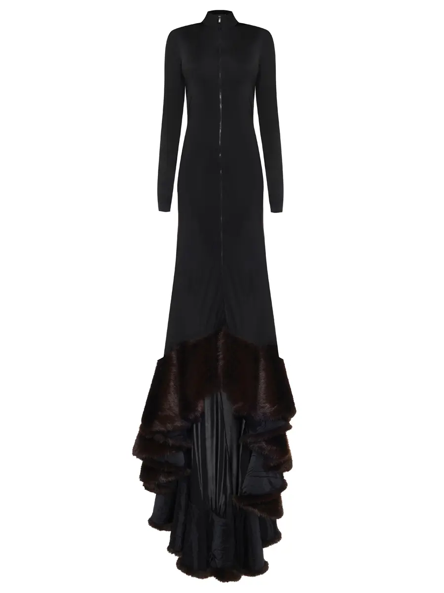 Платье из вискозы с экомехом