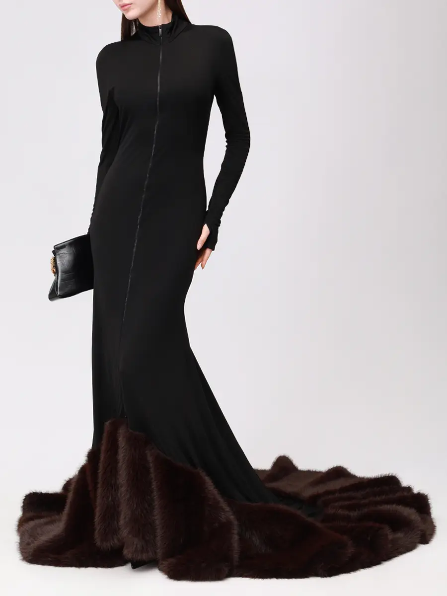 Платье из вискозы с экомехом