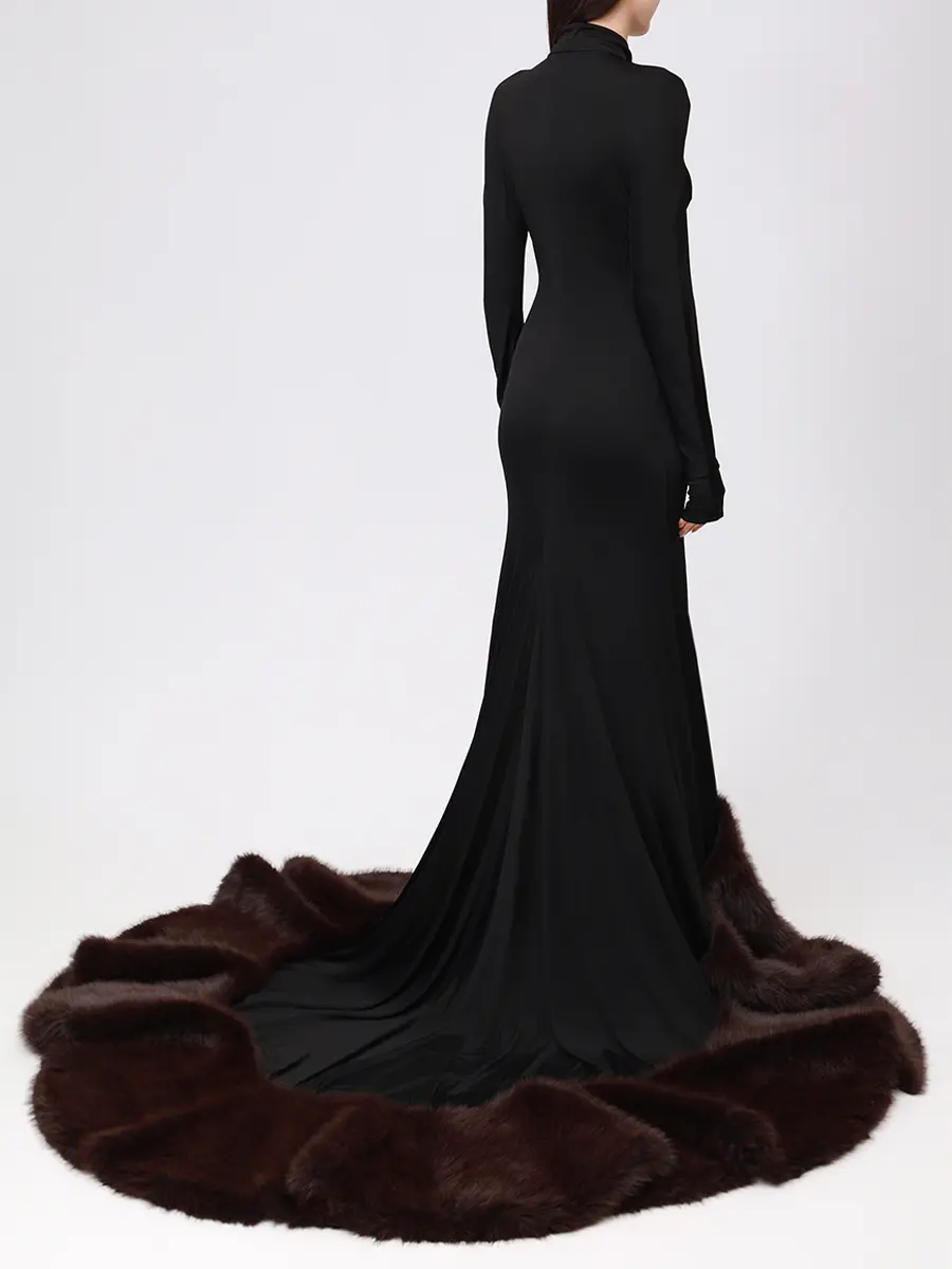 Платье из вискозы с экомехом