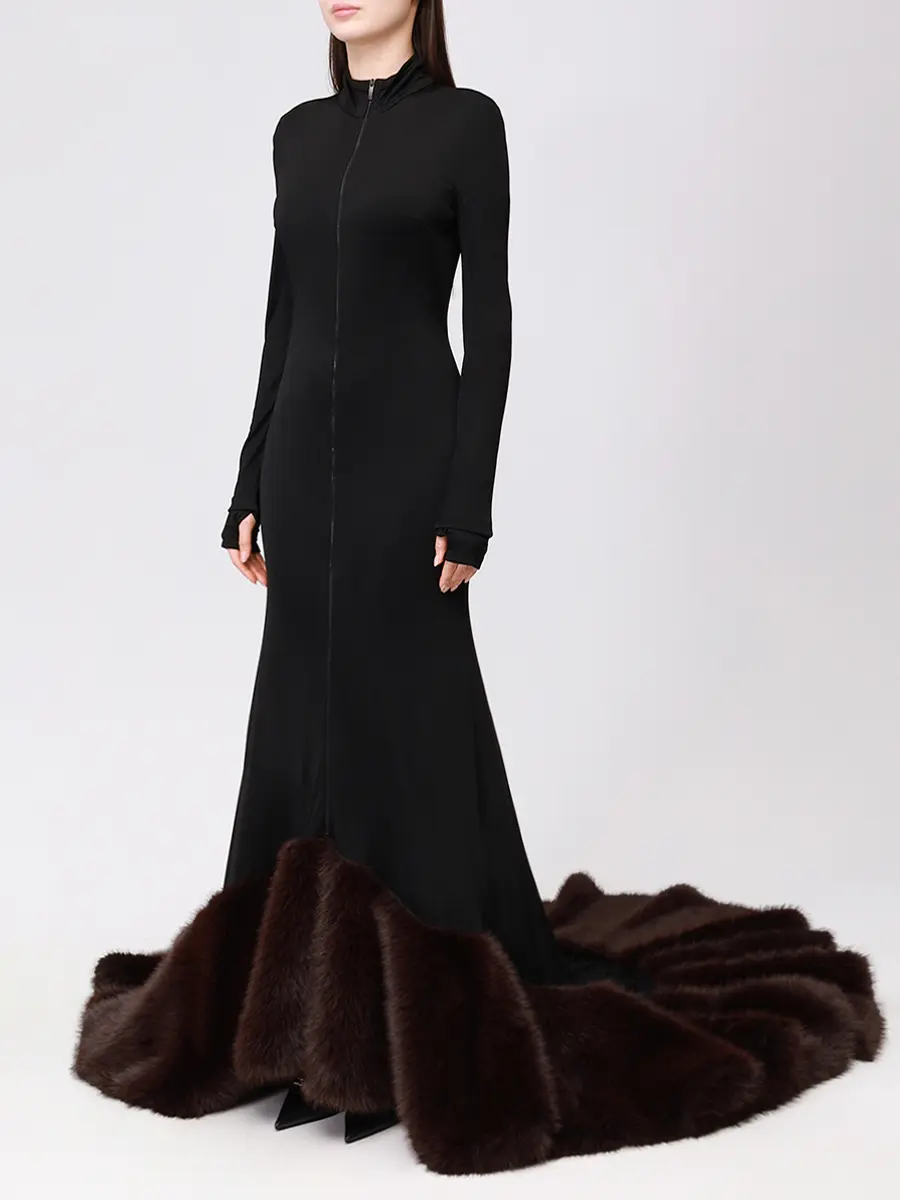 Платье из вискозы с экомехом