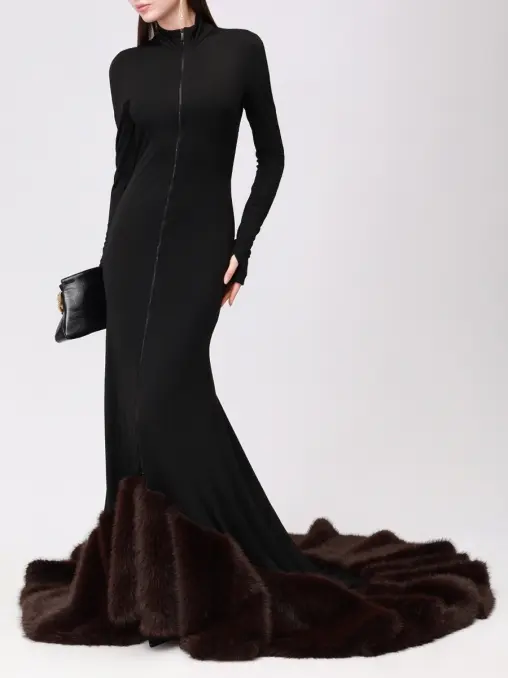 Платье из вискозы с экомехом DAVID KOMA