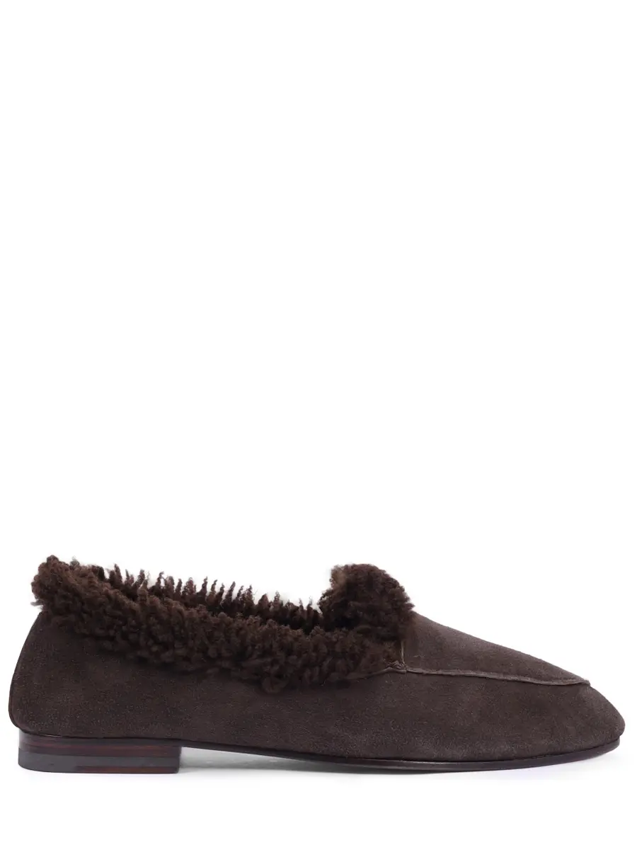 Лоферы замшевые на меху